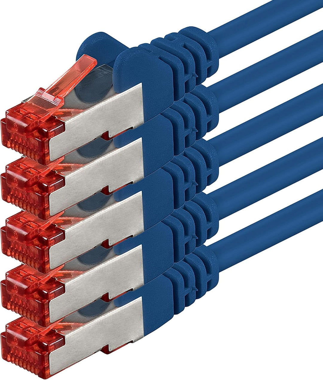 1aTTack.de 5x 3m - Cat 6 Netzwerk-Kabel Patch-Kabel Cat6 RJ45 SFTP - Blau 3,0 Meter Blau, 3,0 Meter