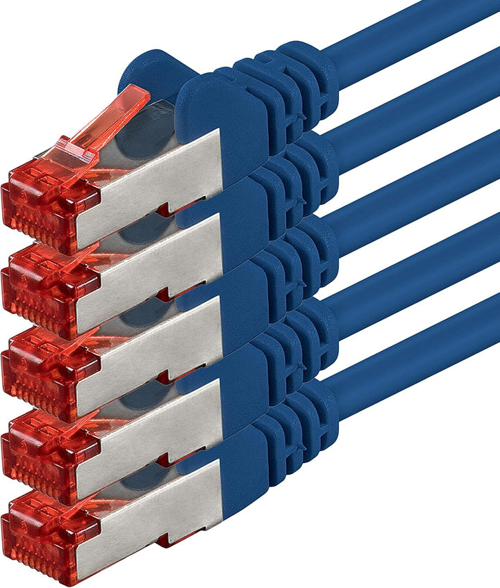 1aTTack.de 5x 3m - Cat 6 Netzwerk-Kabel Patch-Kabel Cat6 RJ45 SFTP - Blau 3,0 Meter Blau, 3,0 Meter