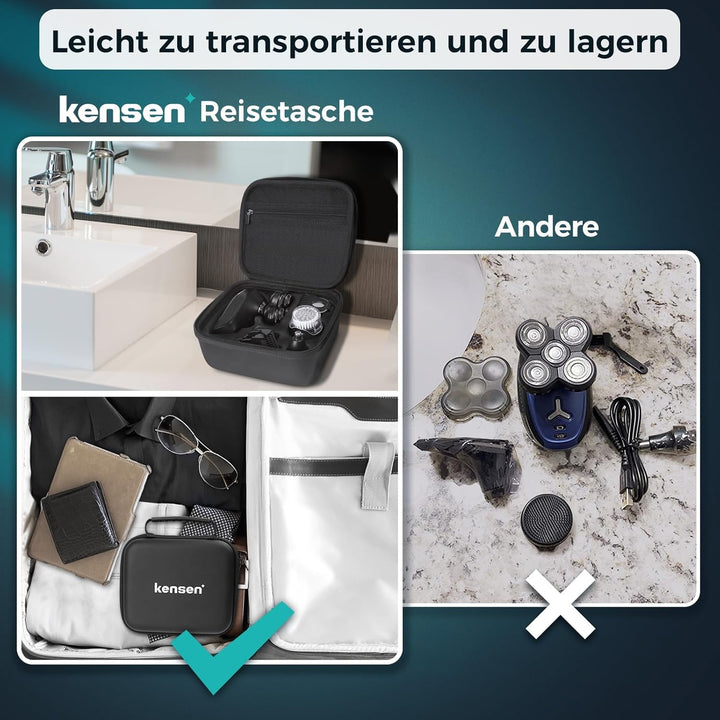 kensen Glatzen Rasierer Herren, 5 in 1 Kopfrasierer Glatze Wasserdichter Head Shaver Men Nass Trocke