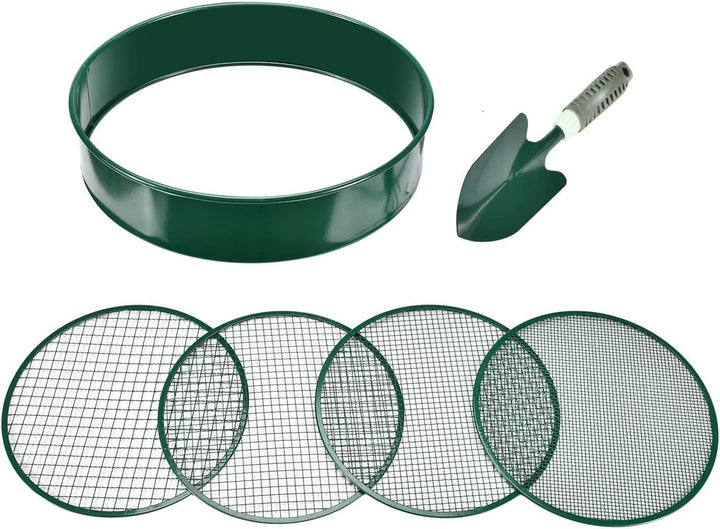 Erdsieb, Gartensieb, 30,5 cm Durchmesser, feinmaschiges Erdsieb, Eintopfsieb mit 4 austauschbaren Fi