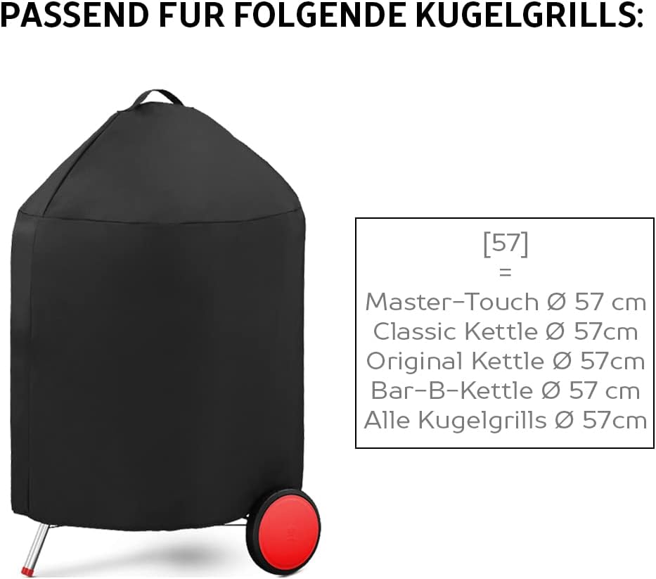 AMZBBQ® Premium Grillabdeckung, wasserdichte Grillhaube für Ihren Kugelgrill, 100% Wetterfeste und U