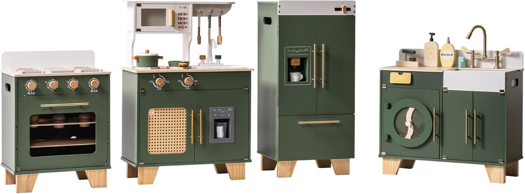 ROBOTIME Vintage Holz-Spielküchenofen für Kinder, Spielofen mit herausziehbarem Backblech & Spielleb