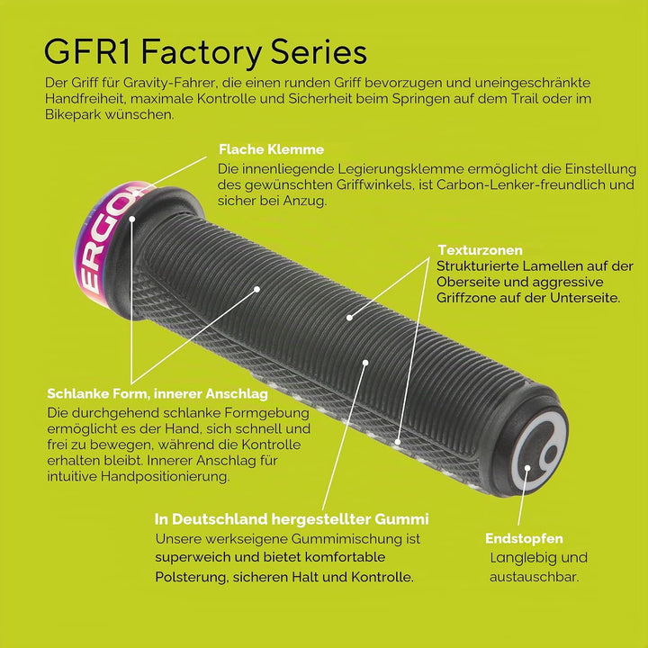 Ergon – GFR1 Fahrradgriff | MTB Gravity, Freeride | 2 Compounds | Unisex Einheitsgrösse Stealth, Ein