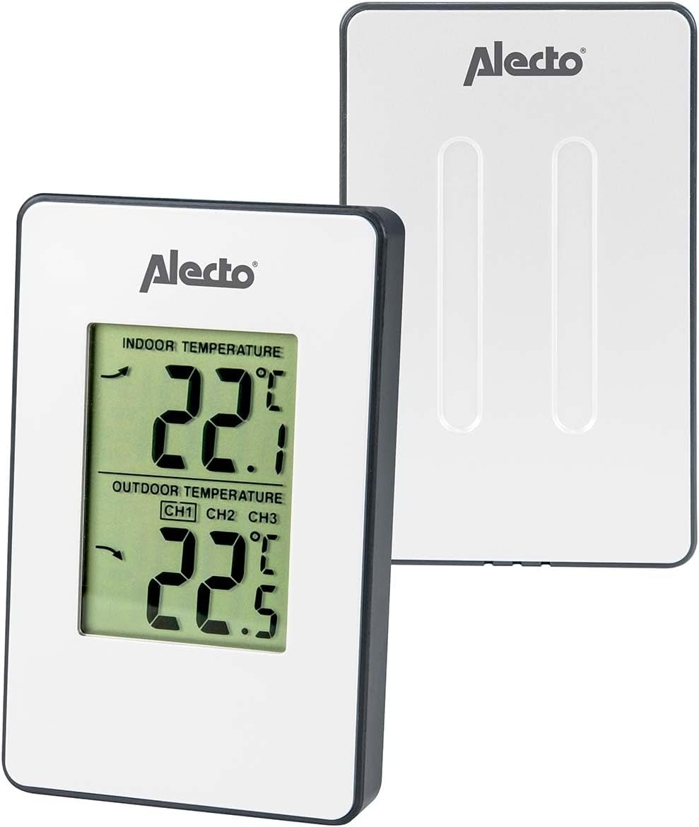 Alecto WS-1050 Wetterstation mit kabellosem Aussensenor - grosses Display - 30m Reichweite - Sensor