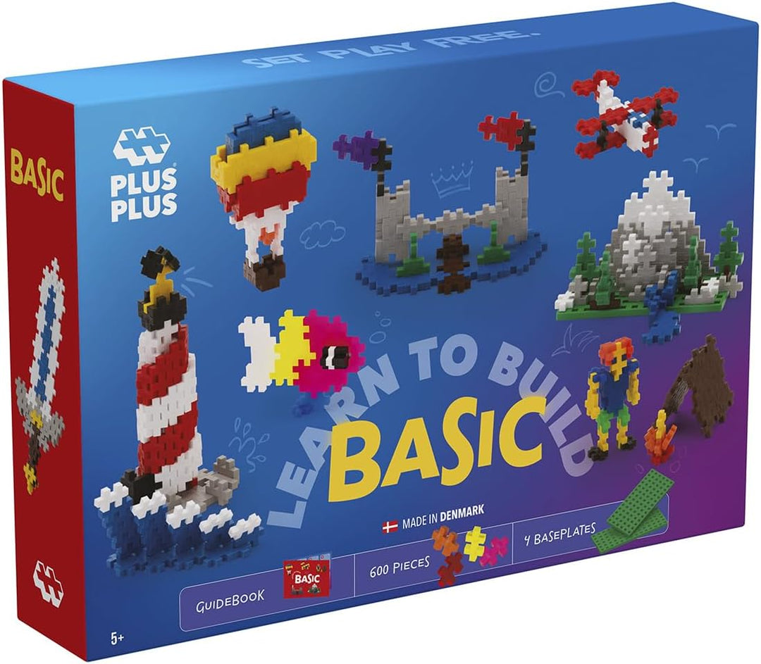 Plus-Plus 9605008 5008 Geniales Konstruktionsspielzeug, Learn to Build Basic, Bausteine-Set, 600 Tei