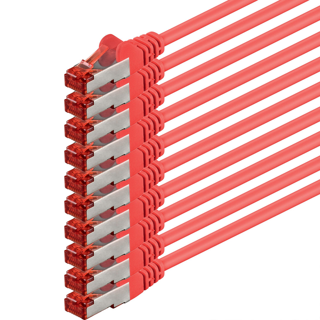 1aTTack.de 10x 7.5m Cat6 Cat.6 Ethernet-Kabel Cat 6 Netzwerk-Kabel Patch-Kabel RJ45 SFTP - Rot 10x 7
