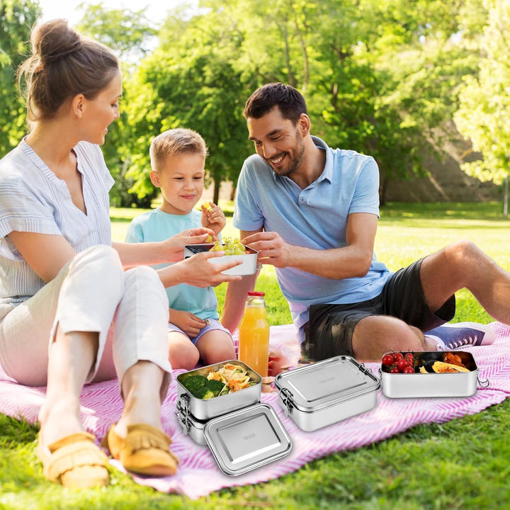 4 Stück Edelstahl-Bento-Box, 550 ml, Metall-Lunchbox, Lebensmittelbehälter, Stahl-Lunchbehälter für