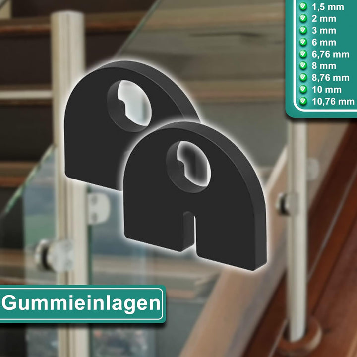PRIOstahl Glashalter 4 Stk Set Edelstahl Glasklemmen 50 x 40 x 26 mm - Klemmhalter Glasplattenhalter