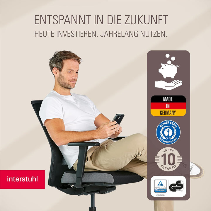 Interstuhl Style AIR Bürostuhl Ergonomisch – Schreibtischstuhl mit Netzrücken & Synchronmechanik, Be
