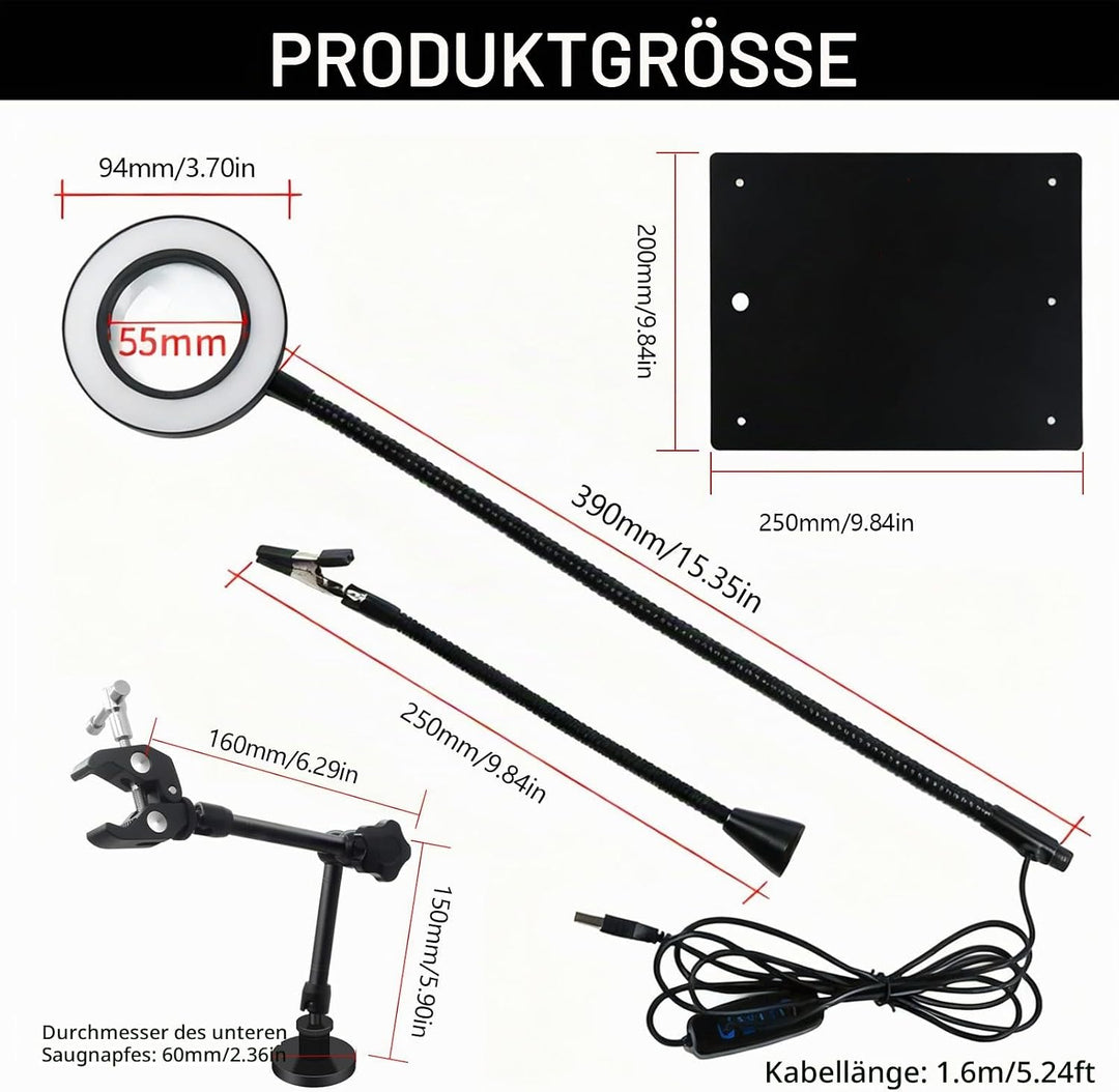 Dritte Hand Löten, Entlötstation Magnetische Löthilfe Helfende Hand mit 4 Flexible Armen 6X Lupe Lic