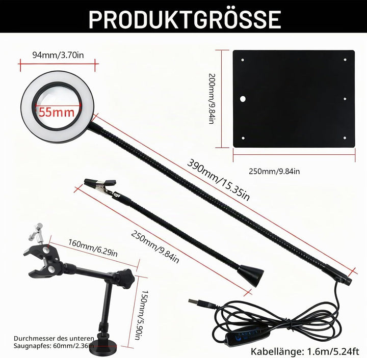 Dritte Hand Löten, Entlötstation Magnetische Löthilfe Helfende Hand mit 4 Flexible Armen 6X Lupe Lic
