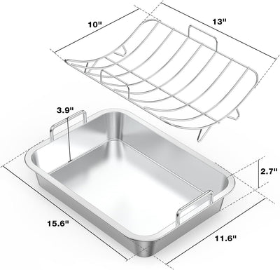 only fire Bräter mit Rack, Edelstah lauflaufform mit U-Rost für Hähnchen/Pute/Geflügel/Gemüse(40 * 2