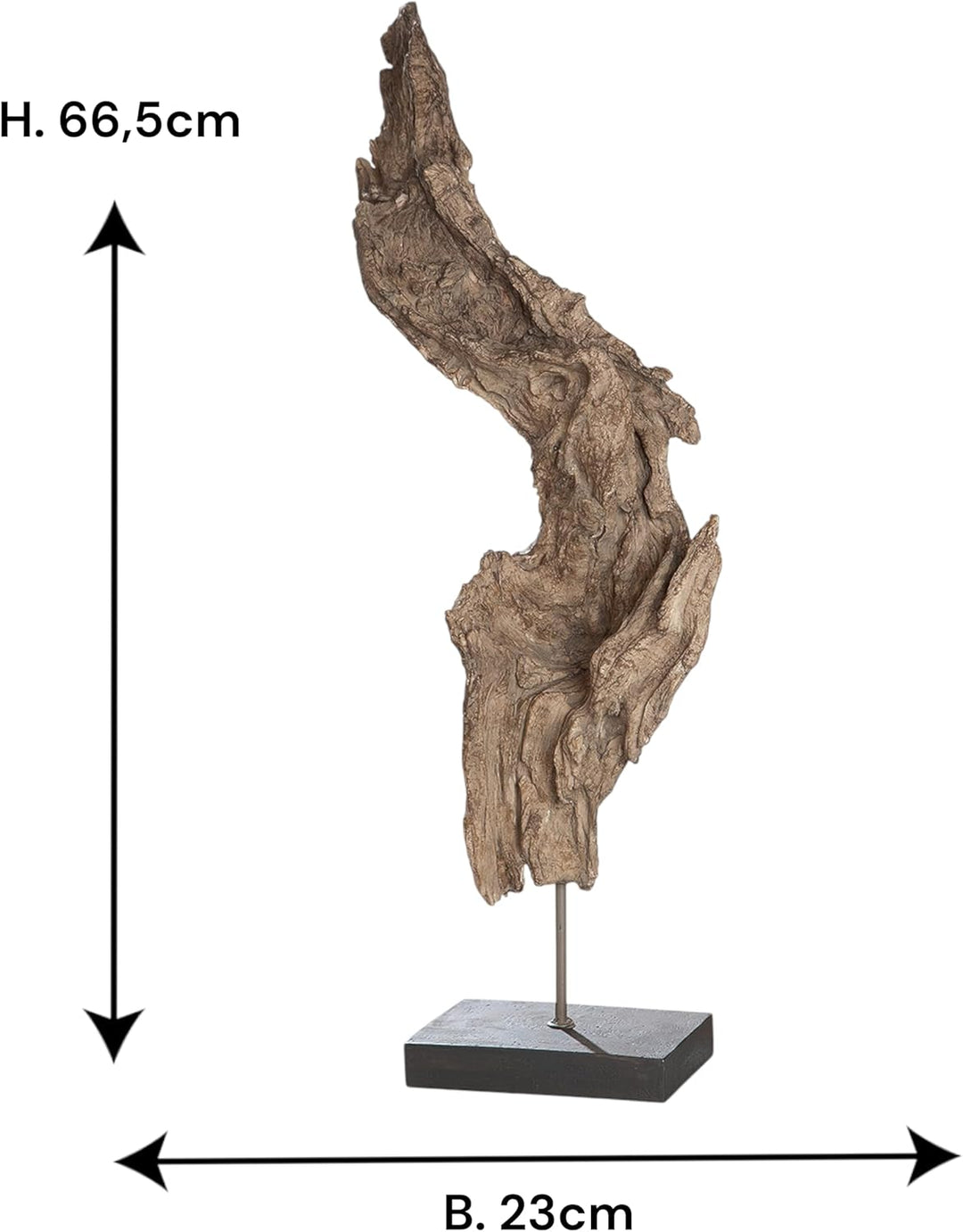 GILDE Skulptur Baumwurzel braun naturfarben auf schwarzem Sockel H 69 cm Höhe 69 cm Braun, Höhe 69 c