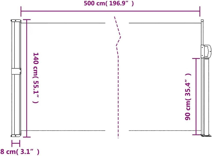 vidaXL Ausziehbare Seitenmarkise Anthrazit 140x500 cm 140 x 500 cm Anthrazit, 140 x 500 cm Anthrazit