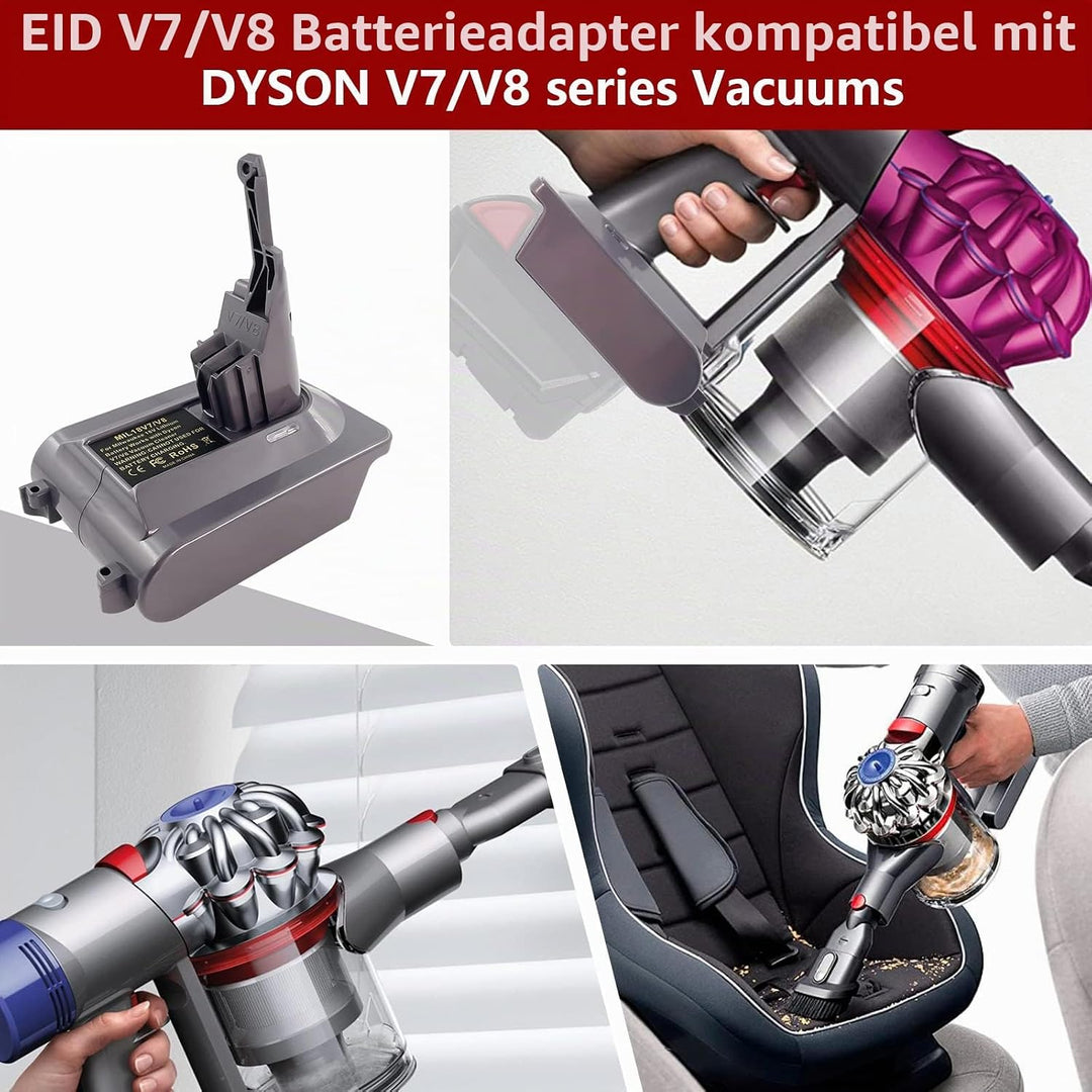 BTRUI Für Dyson V7 V8 Milwaukee M18 Batterieadapter, für Milwaukee M18 18 V Batterie, konvertiert zu