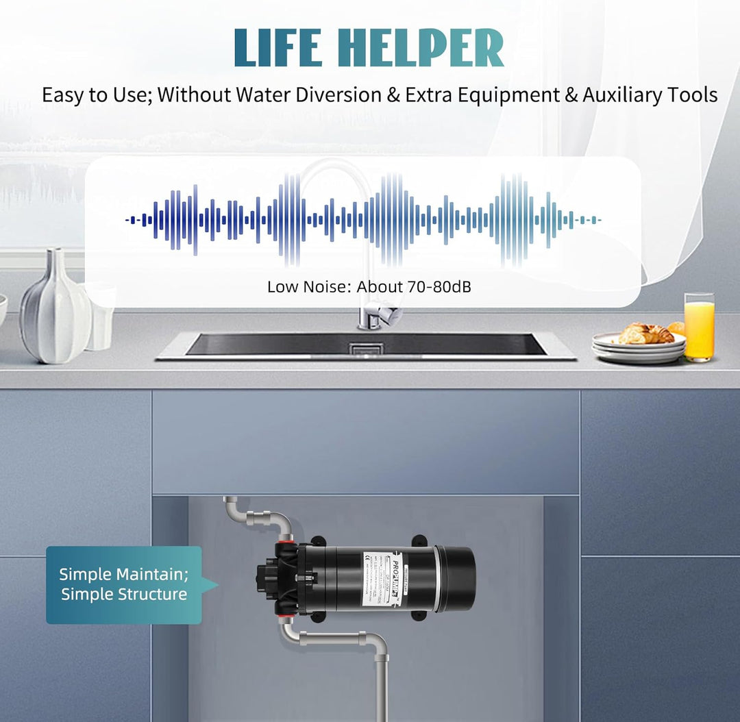 120W Selbstansaugende Wasserpumpe, 5.1–5.5 l/min Membranpumpe | mit Maximaler Betriebsdruck 80–90 ps