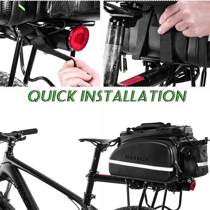 ROCKBROS Fahrrad Hinter Gepäckträgertasche 10-35L Kameratasche Praktisch Wasserdicht Fahrradgepäcktr