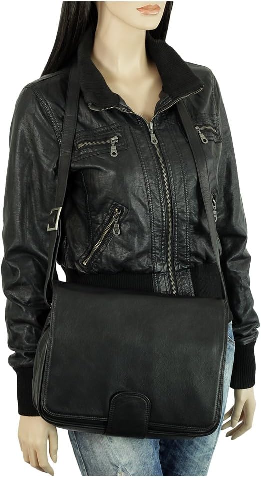 Ledershop24 Leder Damen Umhängetasche Schultertasche Festivaltasche Handtasche Tasche 31 cm vers. Fa