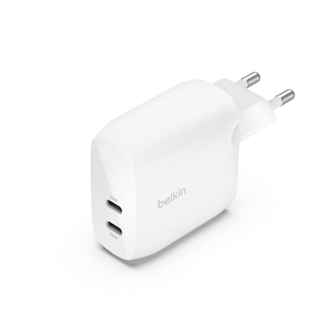 Belkin BoostCharge USB-C PD-Ladegerät mit 2 Anschlüssen und PPS, 60 Wfür Apple iPhone, iPad, Samsung