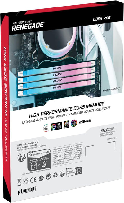 Kingston Fury Renegade RGB Weiss XMP 16GB 6400MT/s DDR5 CL32 DIMM Desktop Gaming Speicher Einzelnes