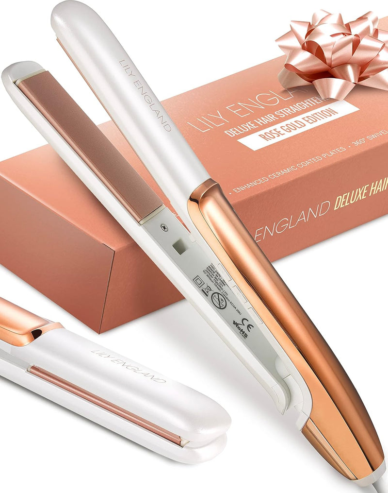 Haarglätter Und Lockenstab 2 In 1 | Ein Glamouröses Glätteisen in Rosegold mit Verstellbarer Tempera