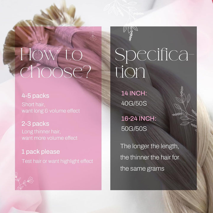 Moresoo Bonding Extensions Echthaar 35 cm U Tip Extensions Unsichtbare Haarverlängerungen #P18/613 A