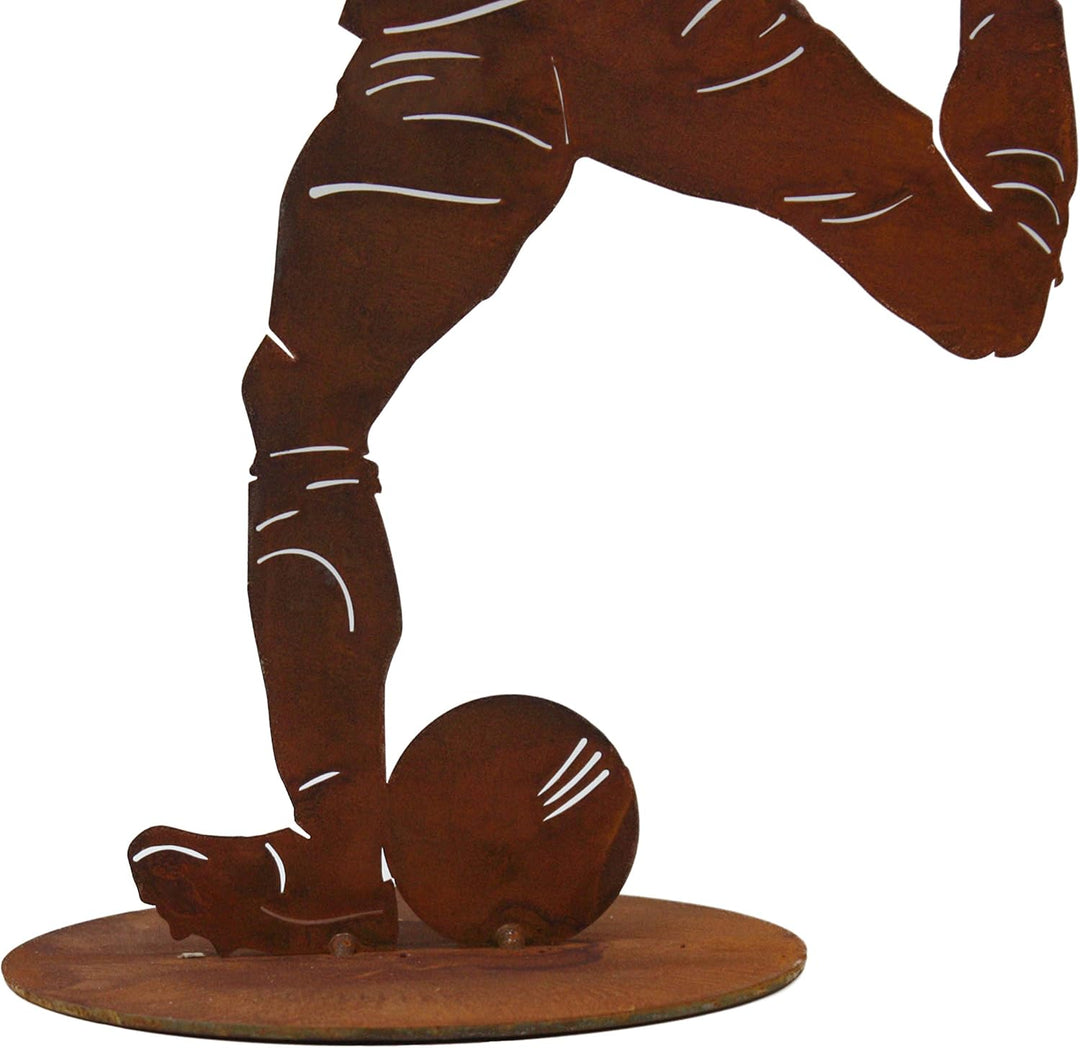 Rostikal Fussball Deko Geburtstag Geschenk 40 cm - Gartendeko Figuren Rost Edelrost Fussballer 40 cm
