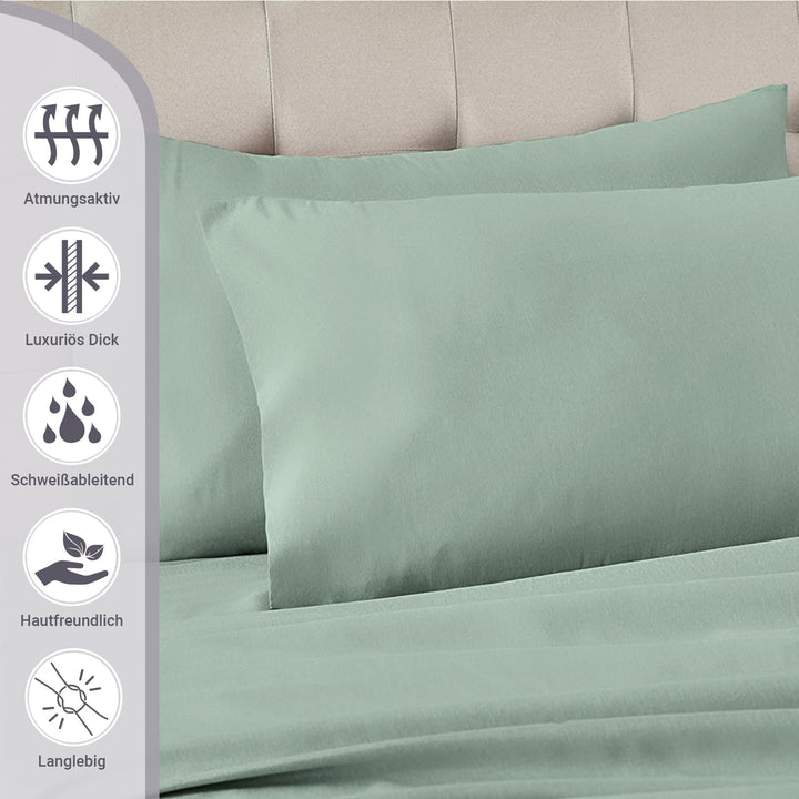 Pizuna Luxuriöser Soft-Satin 2er Pack Kissenbezug 70 x 90 cm Meeresschaum, 800 Fadenzahl Baumwolle K