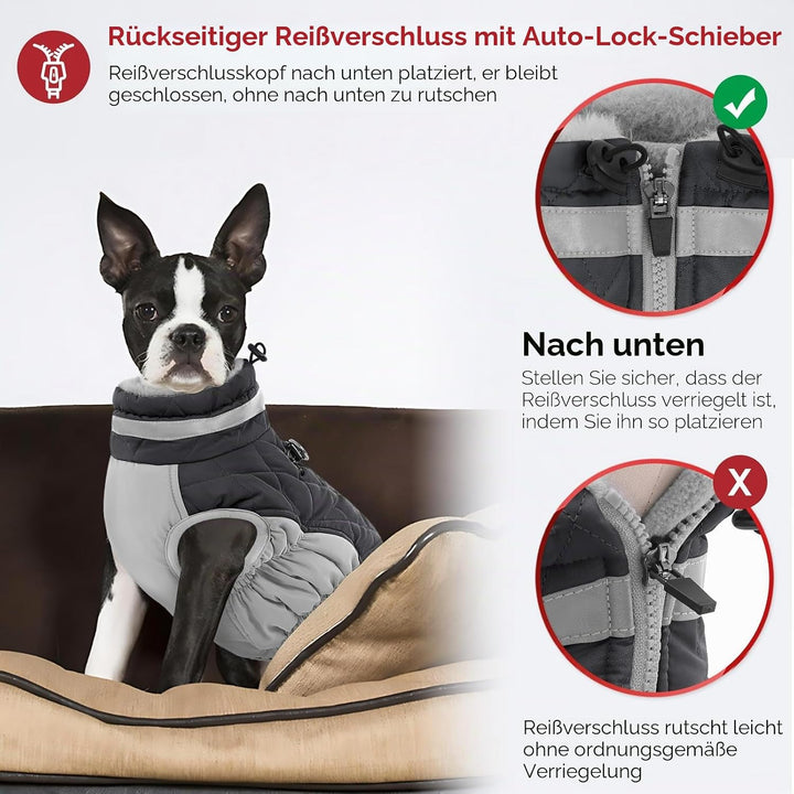 AOFITEE Hundejacke Kleine Hunde, Wasserdicht Hunde Wintermantel Warm Hundemantel mit Geschirr, Rollk