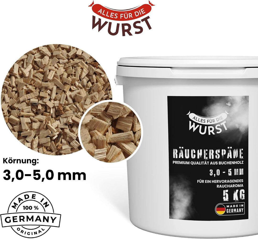 Alles für die Wurst - Räuchermehl Buche, naturbelassenes Buchenrundholz, verschiedene Körnungen erhä