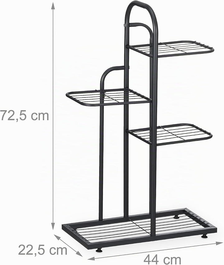 Relaxdays Pflanzenständer, 4 Ablagen, Pflanzentreppe Blumen &amp; Kräuter, Metall Blumenregal, HBT: 72,5