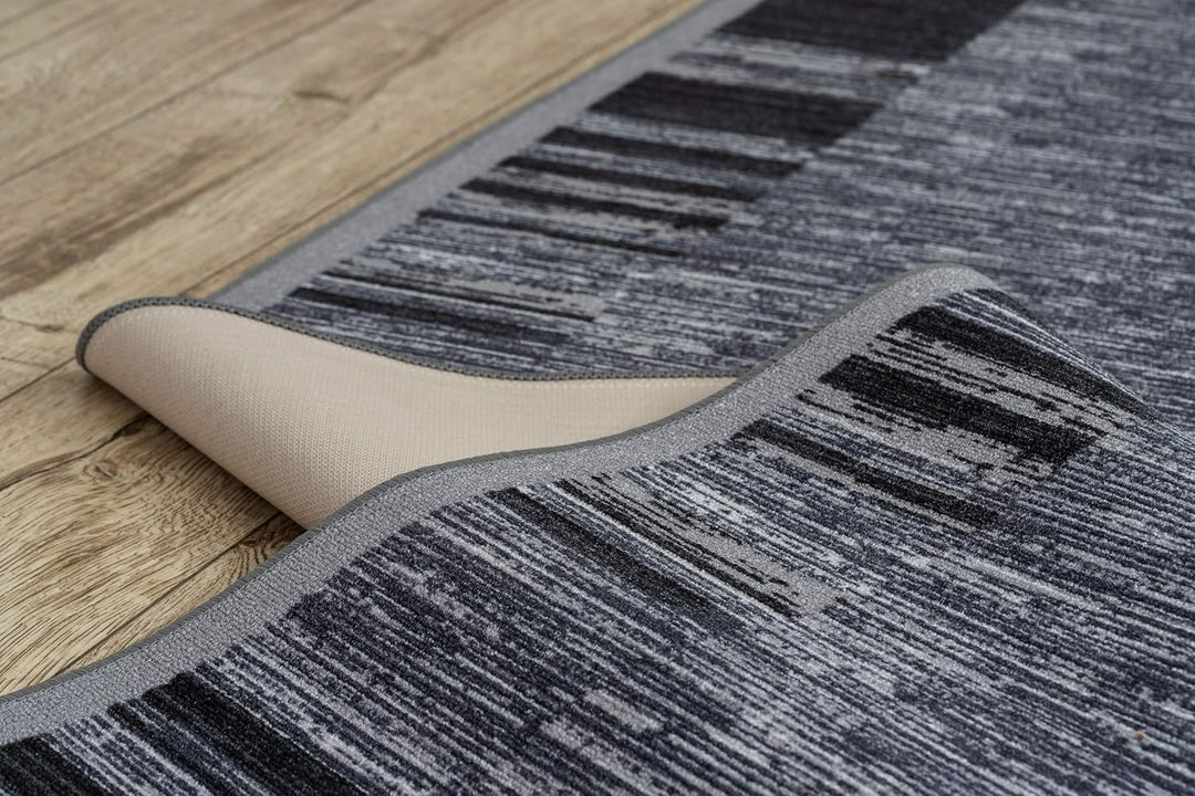 rugsx Antirutsch Teppichläufer Adagio grau - moderner Kurzflor für Küche, Flur & Wohnzimmer, Meterwa