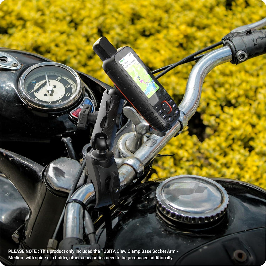 TUSITA Motorrad ATV/UTV Halterung Kompatibel mit Garmin Handheld GPS Geräte - Klaue Klemmbasis, Mitt