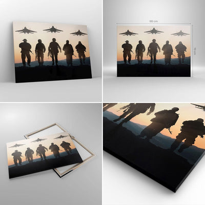 Bilder auf Leinwand 100x70cm Leinwandbild mit Rahmen Armee Militaria Gross Wanddeko Bild Schlafzimme