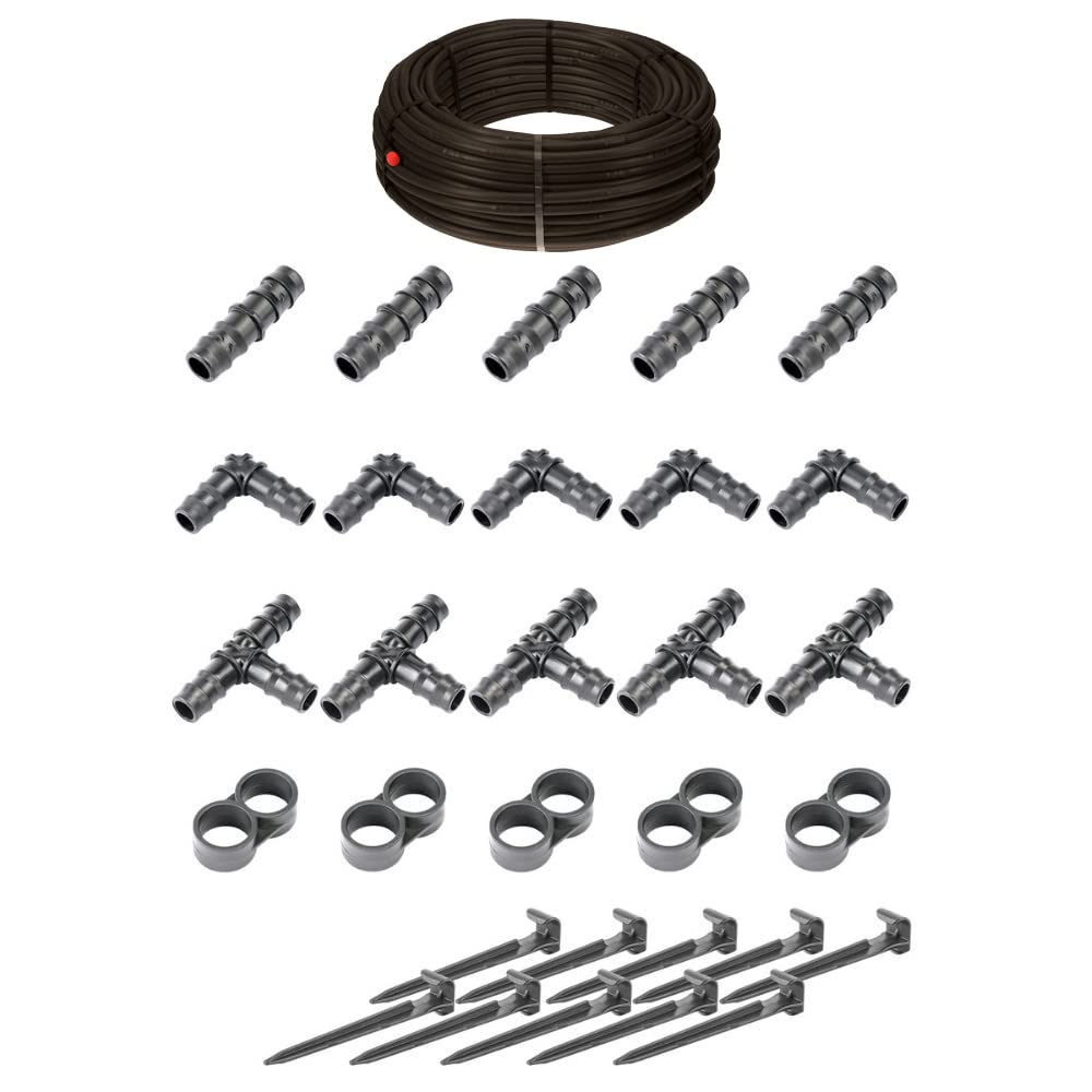HaGa® Bewässerungsset - Tropfschlauch 16mm in 25m Länge mit Druckkompensierung inkl. Zubehör - Perls