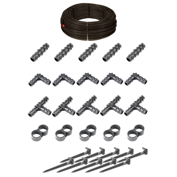 HaGa® Bewässerungsset - Tropfschlauch 16mm in 25m Länge mit Druckkompensierung inkl. Zubehör - Perls