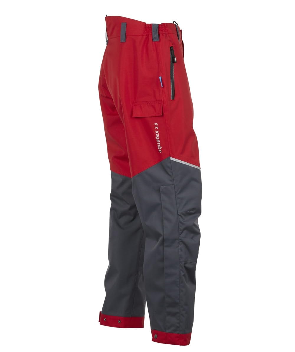 KOX Regenhose wasserdicht/Outdoorhose Aquatex 2.0 Rot/Grau Grösse 50/52