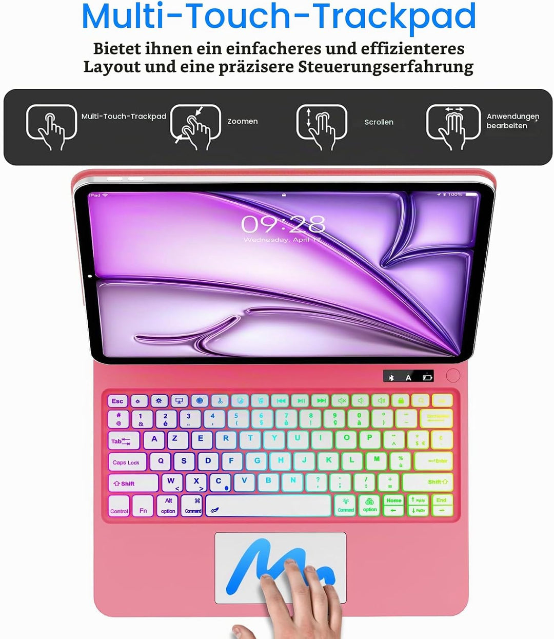 Magic Keyboard für iPad Air 13 Zoll 2026/2025/2024 (M4/M3/M2), iPad Pro 12.9 Zoll (6/5/4/3 Gen), Hül