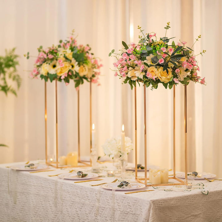 Sziqiqi 2 Stück Gold Vasen für Hochzeit Herzstück Tische, Metall Blumenboden Vase Säule Blumenstände