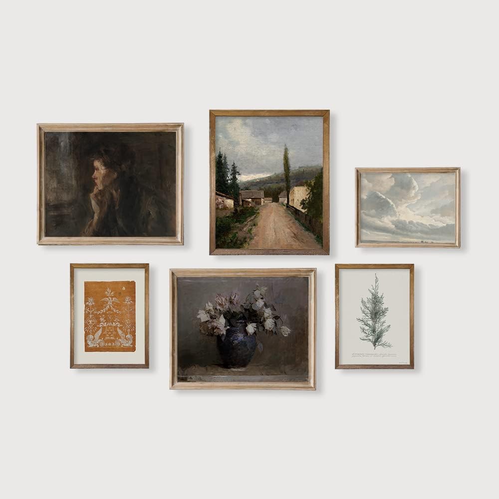 Vintage Farmhouse Wanddekoration – Blumenporträt, neutrale Wandkunst für Boho, französische Landküch