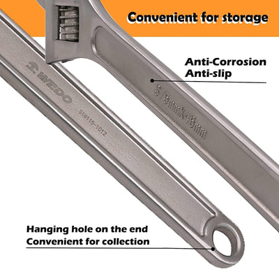 WEDO Verstellbarer Rollgabelschlüssel,Edelstahl Rollgabelschlüssel & Rohrzange,Einmaulschlüssel max.