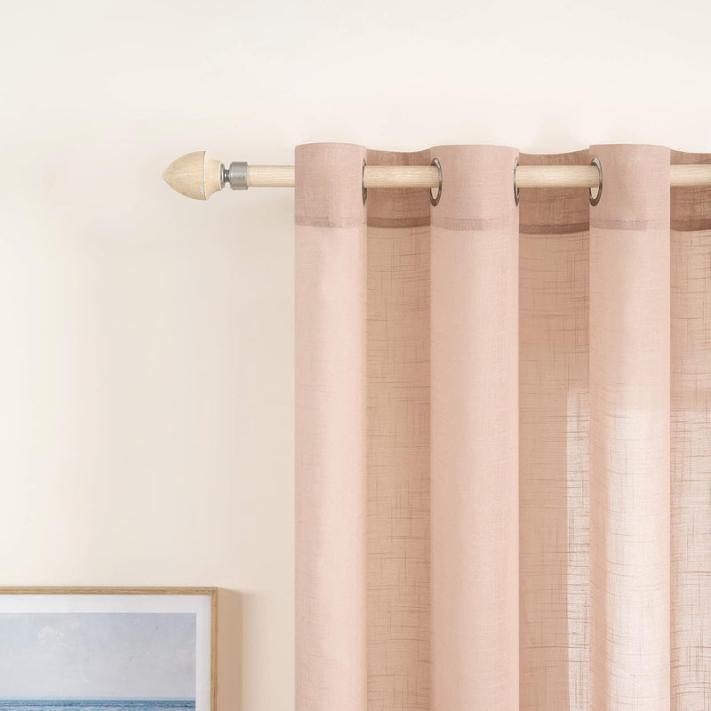 MIULEE 2er Set Voile Vorhang Sheer Leinenvorhang mit Ösen Transparente Leinen Optik Gardine Ösenscha