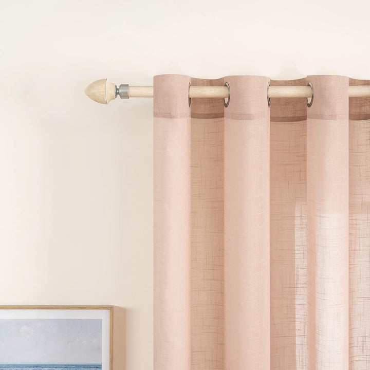 MIULEE 2er Set Voile Vorhang Sheer Leinenvorhang mit Ösen Transparente Leinen Optik Gardine Ösenscha