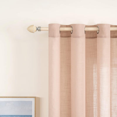 MIULEE 2er Set Voile Vorhang Sheer Leinenvorhang mit Ösen Transparente Leinen Optik Gardine Ösenscha