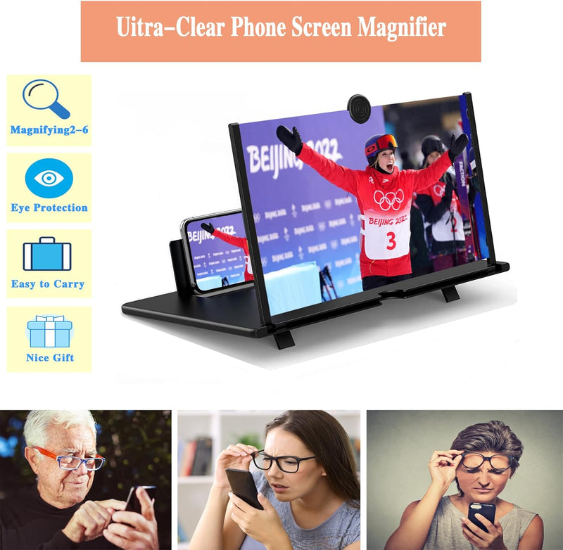 16 Zoll Handy Bildschirm Lupe，Bildschirm Vergrösserungsglas für Handy kompatibel mit Allen Smartphon