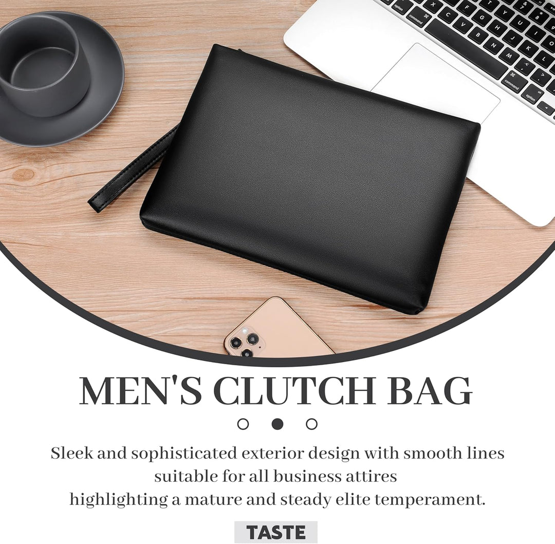FSD.WG Herren Clutch Bag Handtasche Leder Reissverschluss Grosse Geldbörse Clutch Geldbörse mit Geld