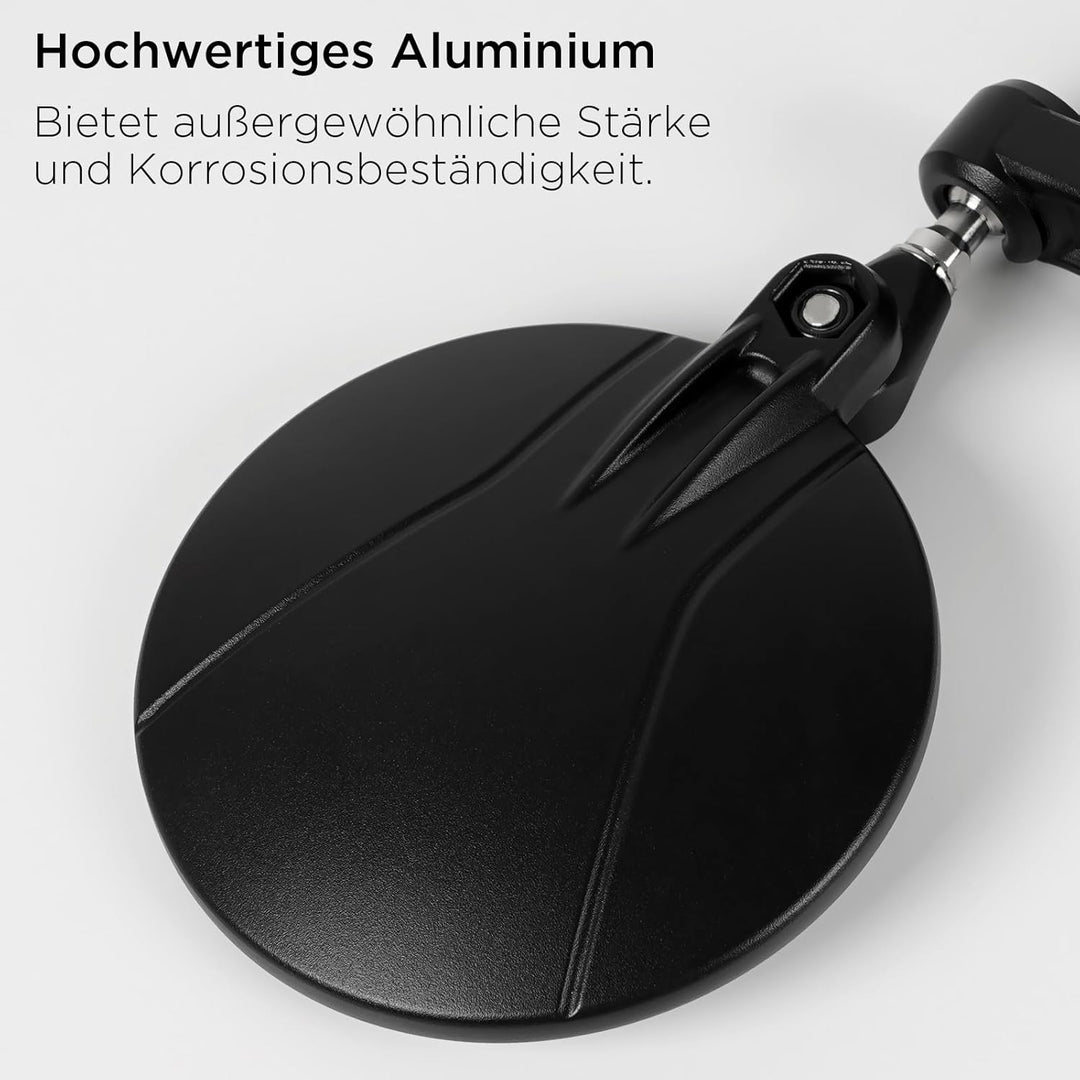 evermotor Motorrad Spiegel, Lenkerendenspiegel E-geprüft, 360°Drehbar, Runde kompatibal mit Scooter,