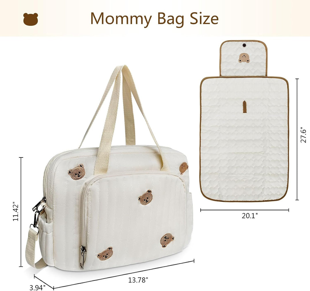 Wickeltasche für Babys, mittelgross, verstellbarer Riemen, Baumwollbär, multifunktionale Kuriertasch