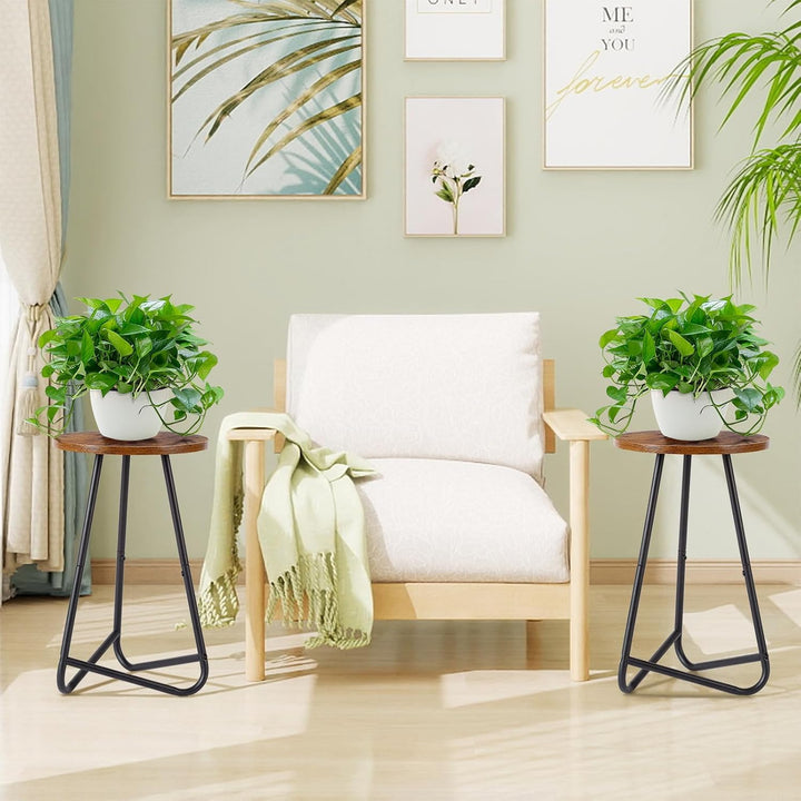 HDANI 50cm Rund Pflanzenständer,Blumenständer,Pflanzenregal aus Holz und Metall,Modernes Regal für Z