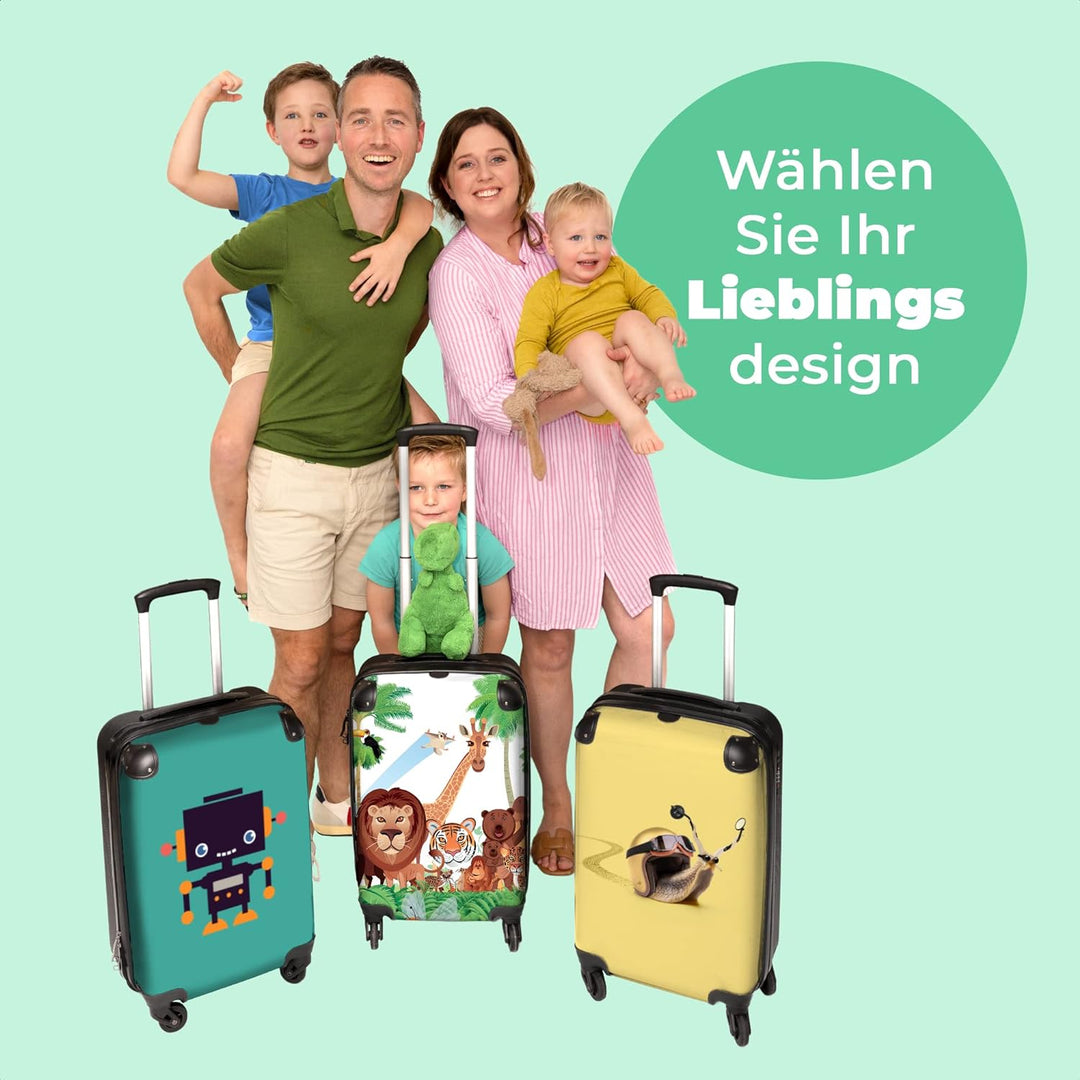 NoBoringSuitcases.com® Kinder Reisekoffer Koffer fürs Handgepäck Trolli Geschenke - Tiger - Dschunge